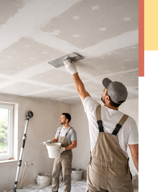 Шпаклевка потолка из гипсокартона в Канске от 3497 руб./м2 — услуги под ключ | ОТДЕЛОЧНИК-Кнс