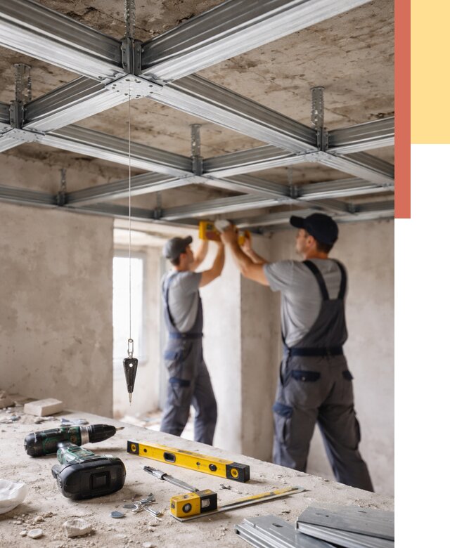 Монтаж каркаса потолка из профиля в Канске от 4918 руб. — услуги ОТДЕЛОЧНИК-Кнс