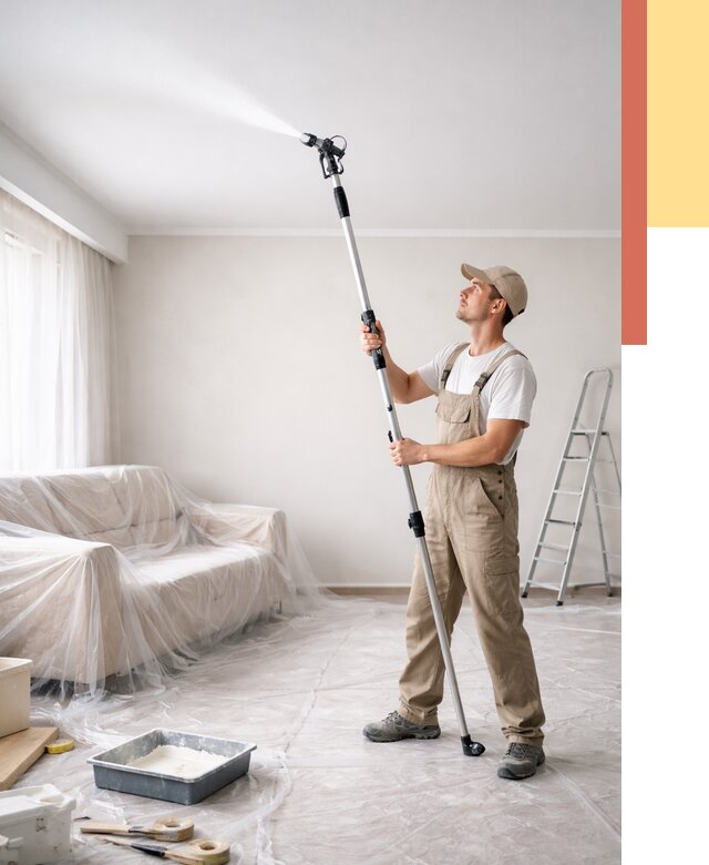 Покраска потолка краскопультом в Канске от 4918 руб. быстро и недорого | ОТДЕЛОЧНИК-Кнс