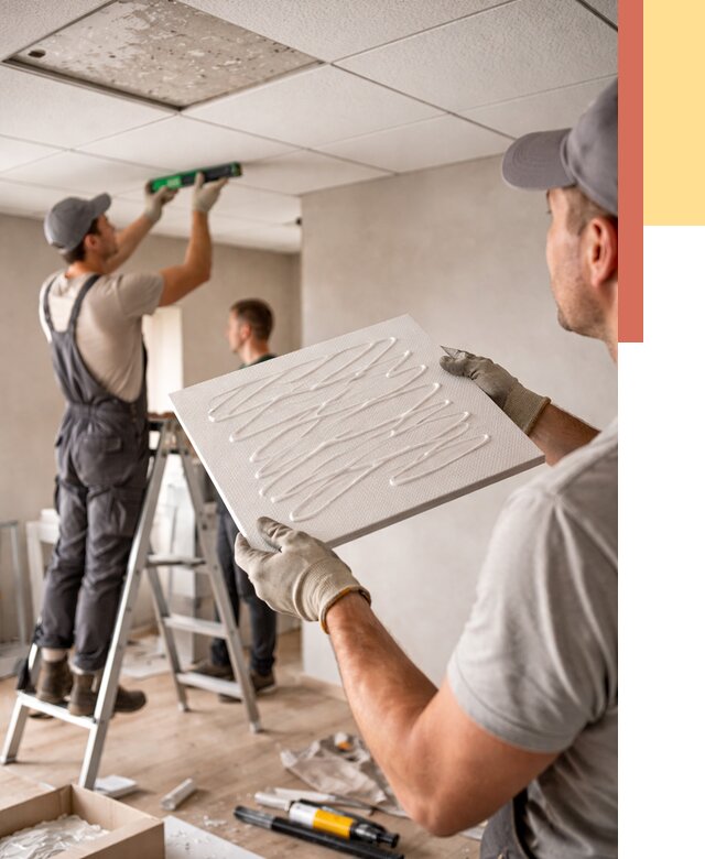 Монтаж потолочной плитки в Канске от 4918 руб. — быстро и недорого | ОТДЕЛОЧНИК-Кнс