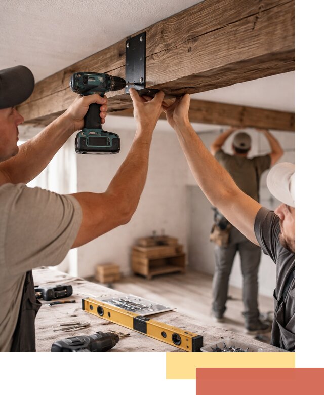 Монтаж декоративных потолочных балок в Канске